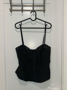 I.AM.GIA Black Corset Bustier Top with Hook Closure
